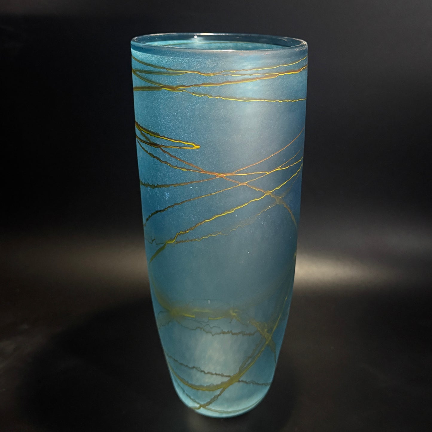 Random Trail Dark Aqua Medium Vase