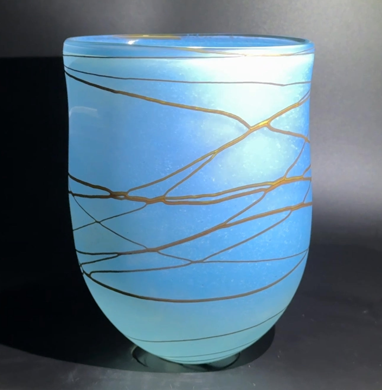 Random Trail Aqua Medium Open Vase