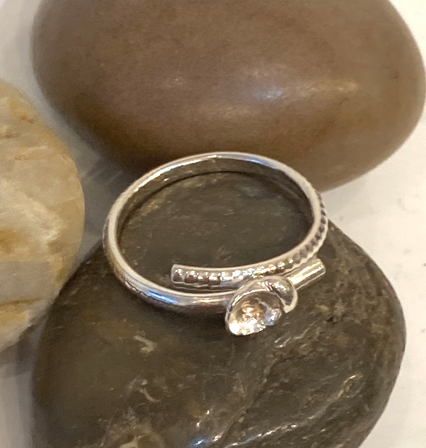 Mackay and Pearson Silver Button Detail Ring