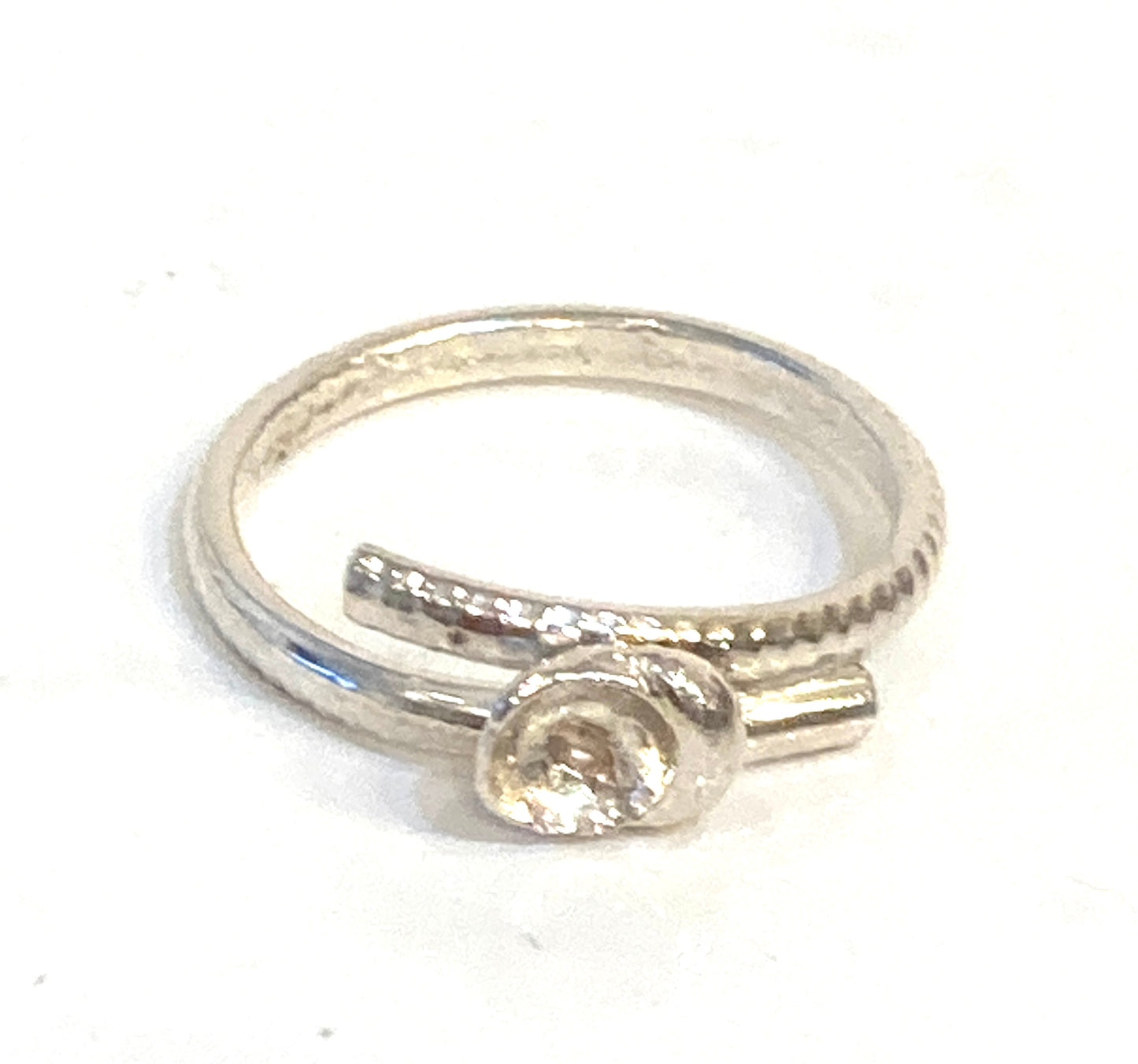Mackay and Pearson Silver Button Detail Ring