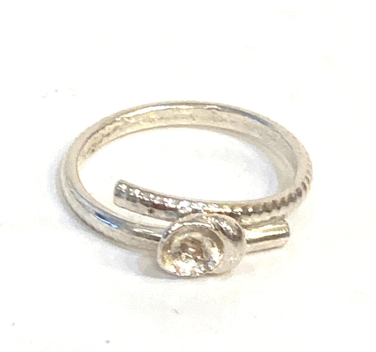 Mackay and Pearson Silver Button Detail Ring