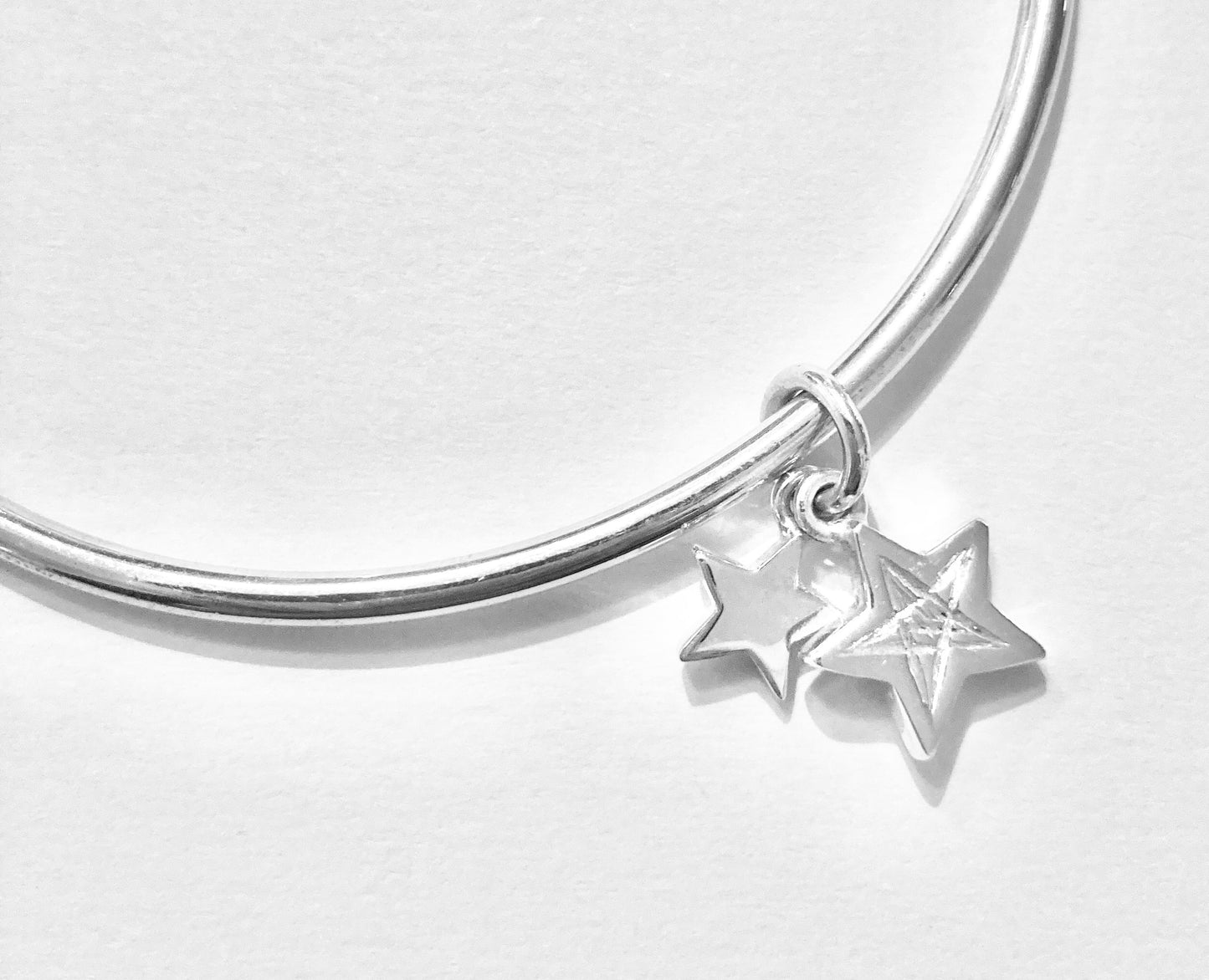 Julia Thompson Silver Double Star Charm Bangle