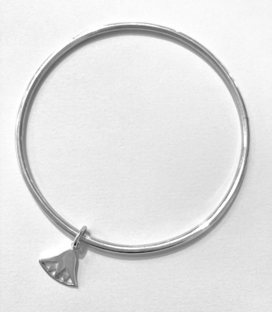 Julia Thompson Silver Lotus Charm Bangle