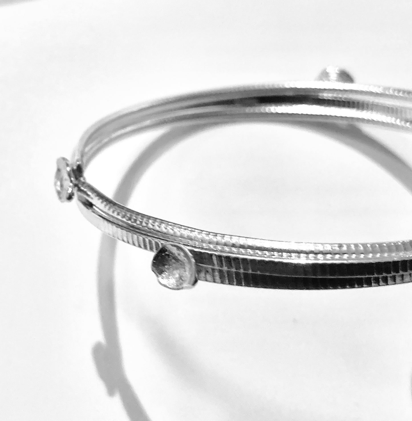 Mackay and Pearson Silver Button Detail Bangle