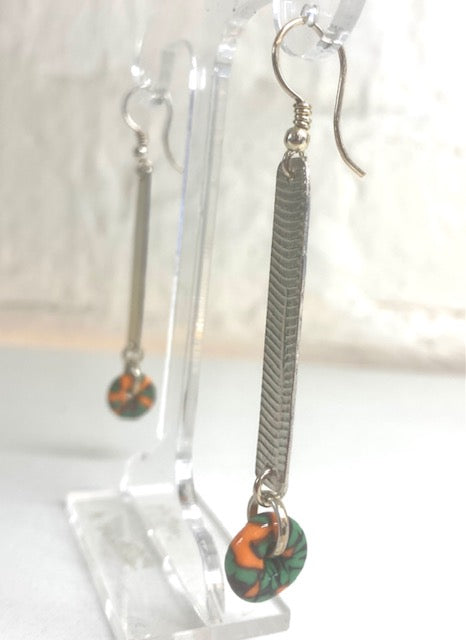 Mackay and Pearson Long Silver Bead Earrings