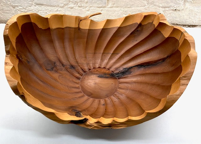 Paul Boak Yew Bowl, Turned and Carved