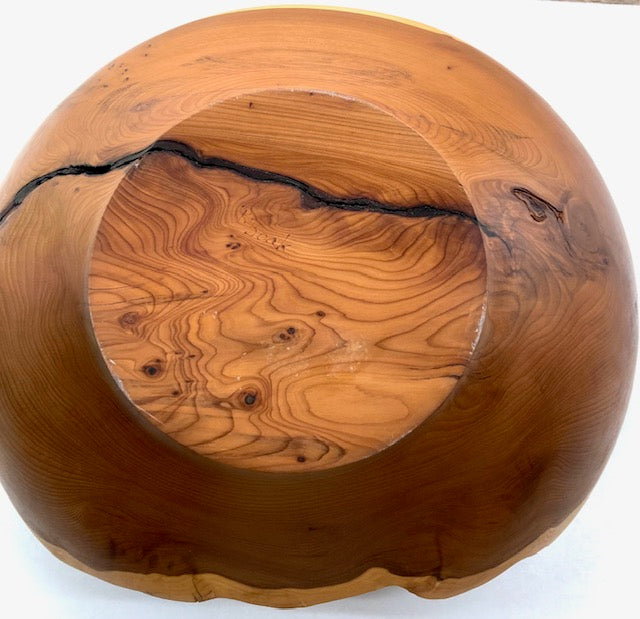 Paul Boak Yew Bowl, Turned and Carved