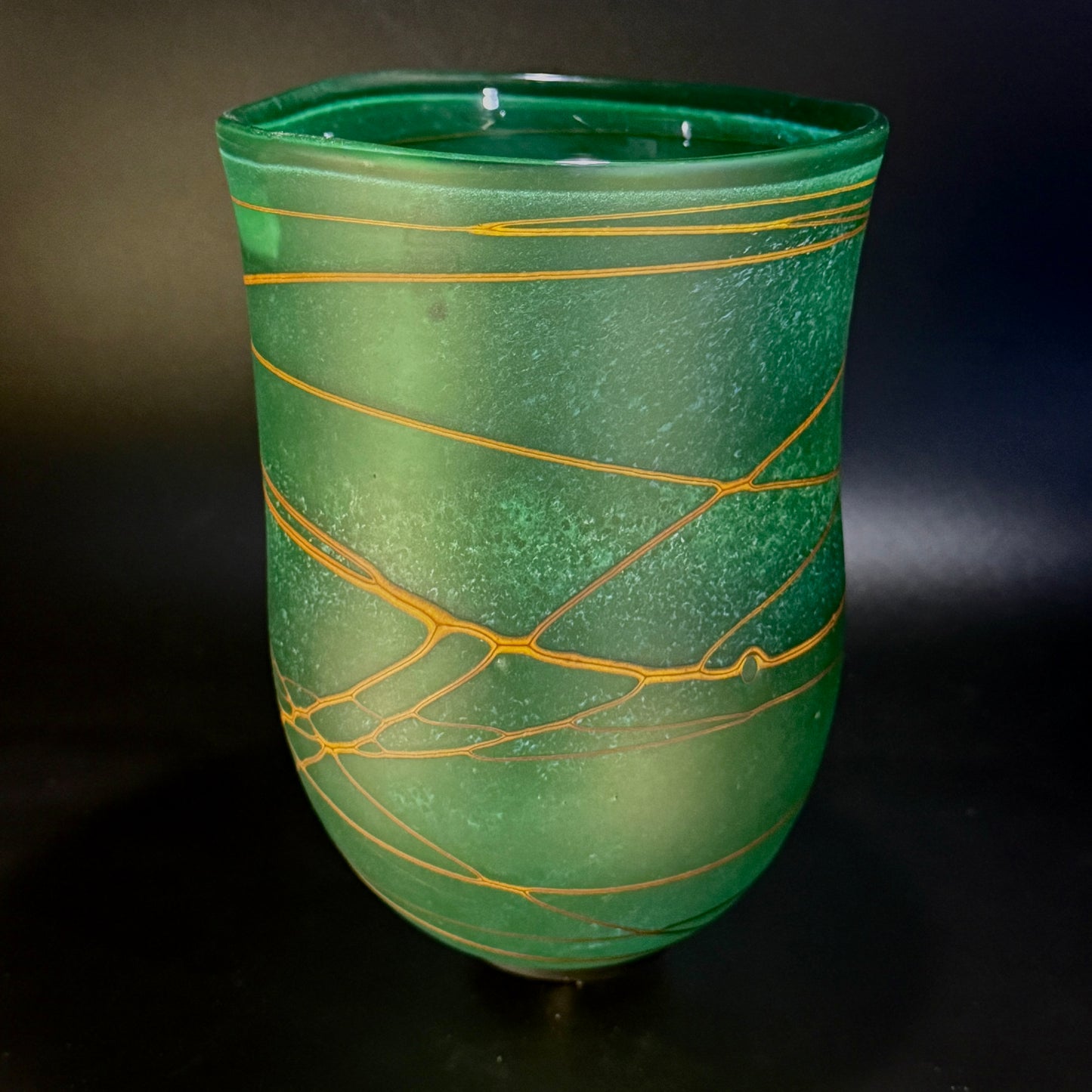 Random Trail Green Medium Open Vase