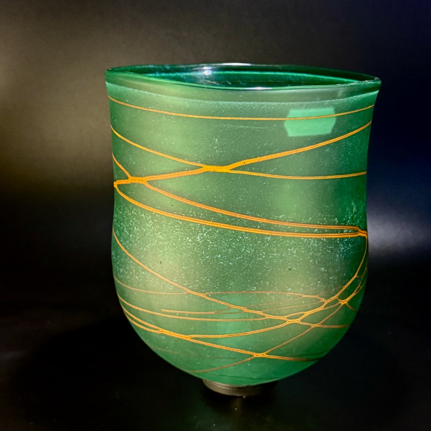 Random Trail Green Medium Open Vase