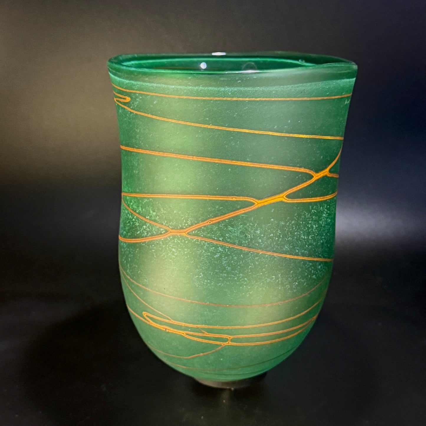Random Trail Green Medium Open Vase