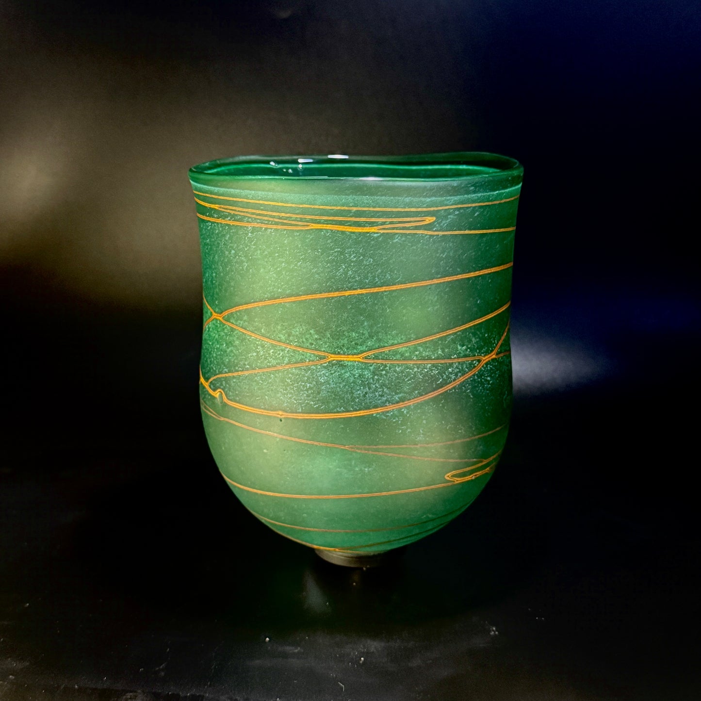 Random Trail Green Medium Open Vase