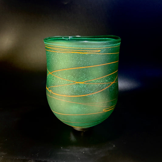 Random Trail Green Medium Open Vase
