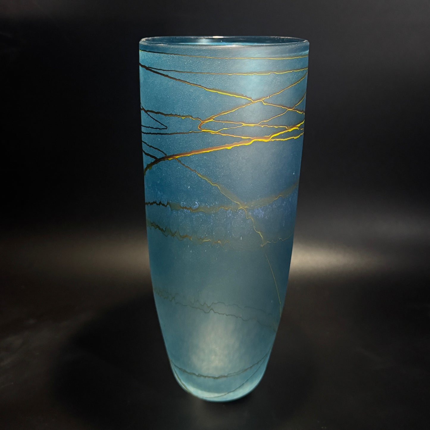 Random Trail Dark Aqua Medium Vase