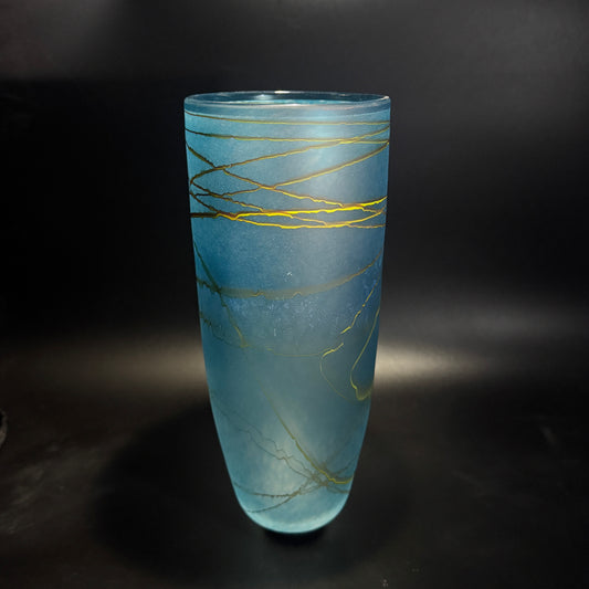Random Trail Dark Aqua Medium Vase
