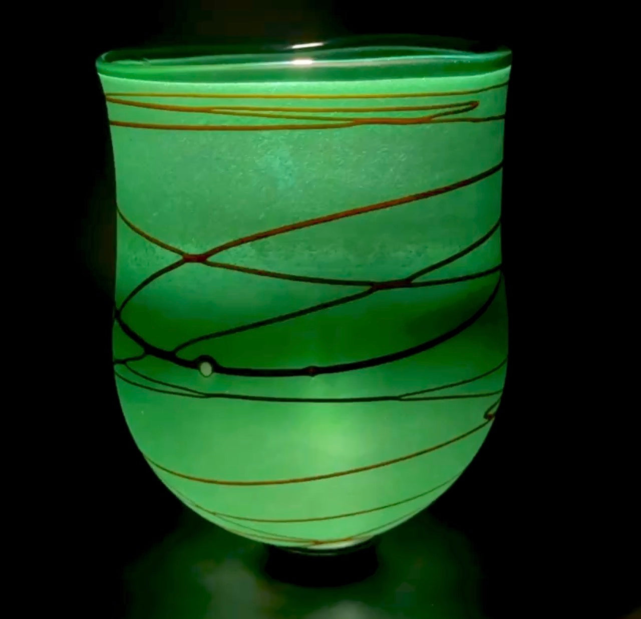 Random Trail Green Medium Open Vase
