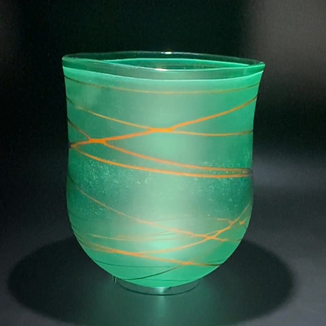 Random Trail Green Medium Open Vase