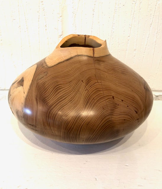 Paul Boak Robinia Yew Wood Hollow Form With Copper - SHAKSPEARE GLASS