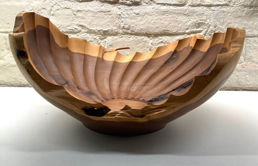 Paul Boak Yew Bowl, Turned and Carved