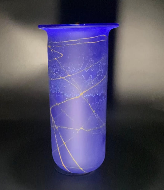 Random Trail Medium Blue Fluted Vase
